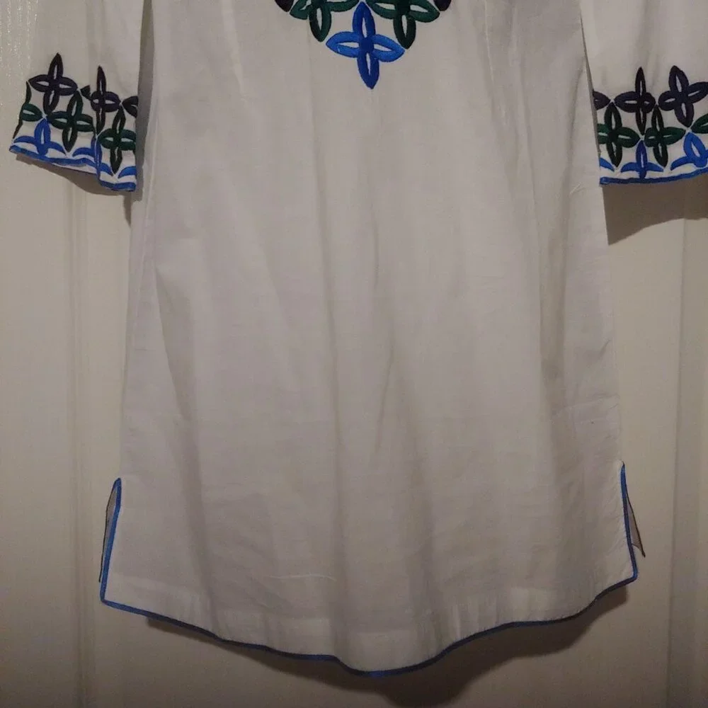 Jude Connally Embroidered 3/4 Sleeve White Lightweight Shift Dress S - Picture 5 of 11